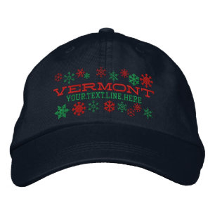 Personalized Vermont Winter Snowflakes Embroidered Hat