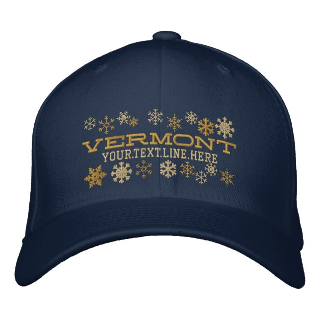 Personalized Vermont Winter Snowflakes Embroidered Hat (Front)