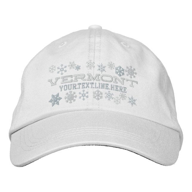 Personalized Vermont Winter Snowflakes Embroidered Hat (Front)