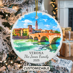 Personalized Verona Ornament, Italy Ceramic Ornament