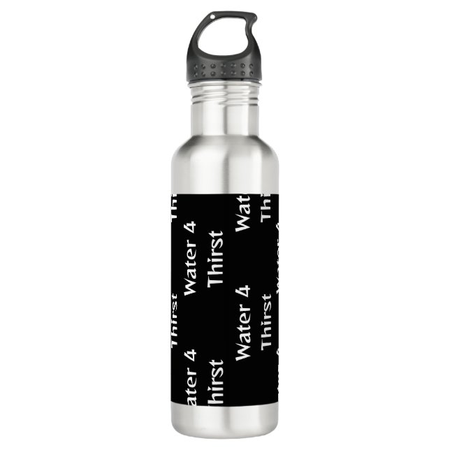 Personalized Vertical Black Water Bottle (Front)