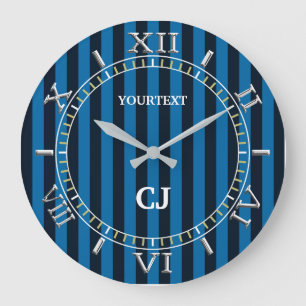 Personalized Vertical Blue Stripes Dial on a Large Clock