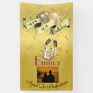 Personalized Vertical Happy 50th Birthday Banner