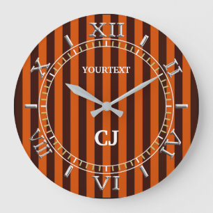Personalized Vertical Orange Stripes Dial on a Large Clock