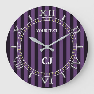 Personalized Vertical Purple Stripes Dial on a Large Clock