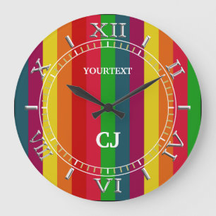 Personalized Vertical Rainbow Stripes Dial on a Large Clock
