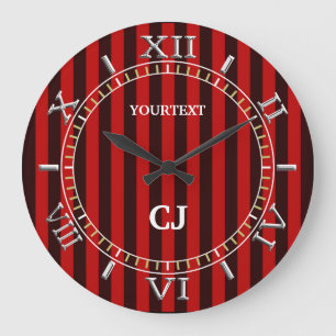 Personalized Vertical Red Stripes Dial on a Large Clock