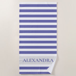 Personalized Very Peri Cabana Stripe Beach Towel