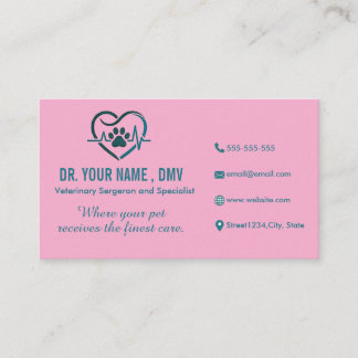 Personalized Vet Clinic Card with Pet Heart Logo
