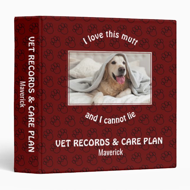 Personalized VET RECORDS | CARE PLAN | Add Photo Binder (Front/Spine)
