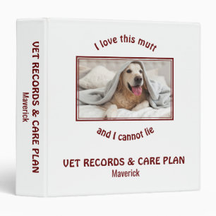 Personalized   VET RECORDS   CARE PLAN   Add Photo Binder