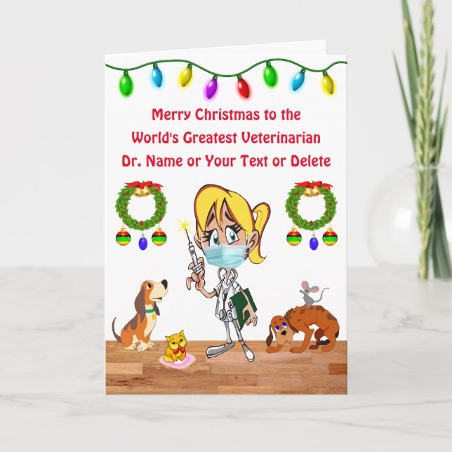 Personalized Veterinarian Card for a Woman Vet, (Front)