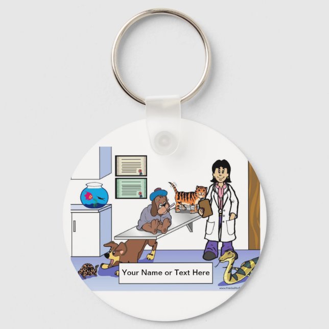 Personalized Veterinarian - Female Cartoon  Keychain (Front)