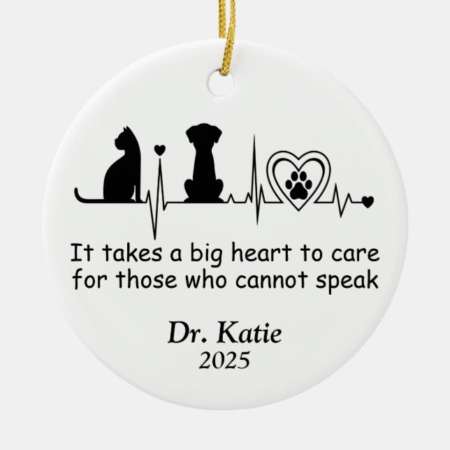 Personalized Veterinarian Ornament, Vet Tech Ceramic Ornament (Front)