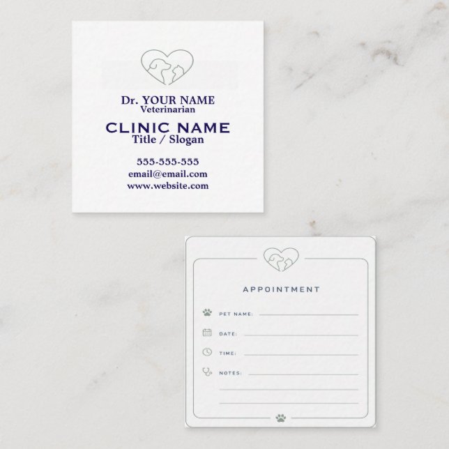 Personalized Veterinary Appointment Card (Front/Back)