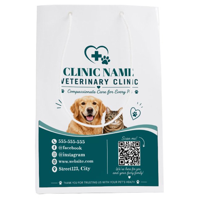 Personalized Veterinary Clinic Paper Bag  (Front)
