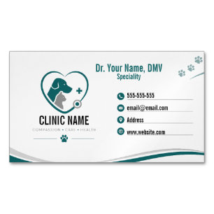 Personalized Veterinary Modern Magnetic Business Card