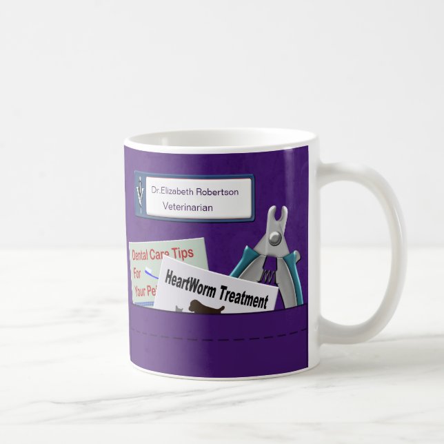 Personalized Veterinary Professional Scrubs Purple Coffee Mug (Right)