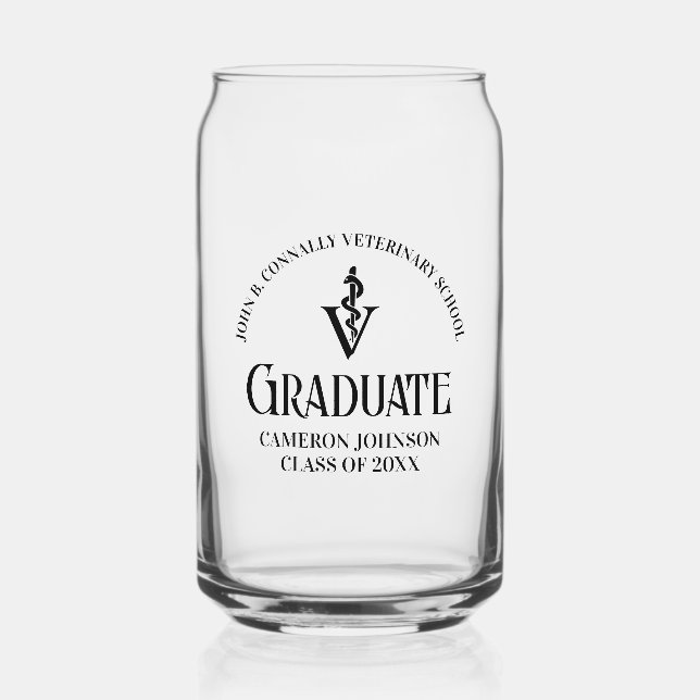 Personalized Veterinary School Graduation Can Glass (Front)