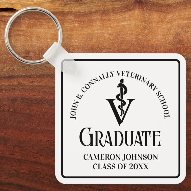 Personalized Veterinary School Graduation Gift Keychain (Front)