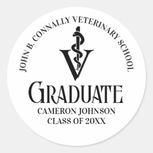 Personalized Veterinary School Graduation Party Classic Round Sticker