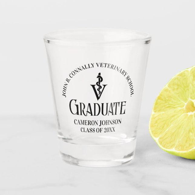 Personalized Veterinary School Graduation Shot Glass (Front)