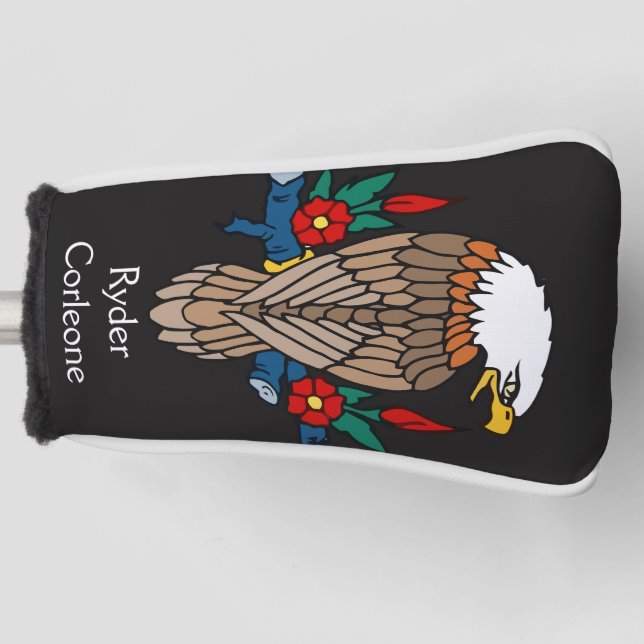 Personalized Vibrant American Bald Eagle Golf Head Cover (Front)
