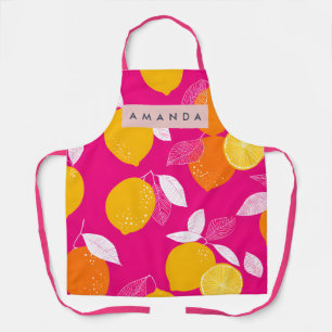 Personalized Vibrant Citrus Lemon Pattern Apron