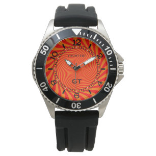 Personalized Vibrant Hot Orange Swirl Style Dial Watch
