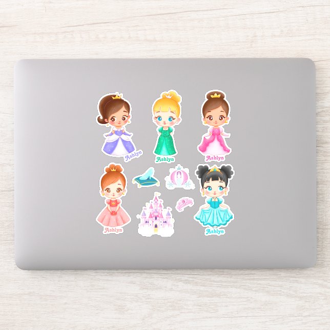 Personalized Vibrant Kids Princess Name Label  (Computer)