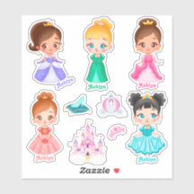 Personalized Vibrant Kids Princess Name Label 