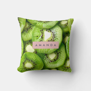 Personalized Vibrant Kiwi Fruit Design Throw Pillow