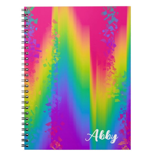 Personalized Vibrant Rainbow Abstract Pattern Notebook (Front)