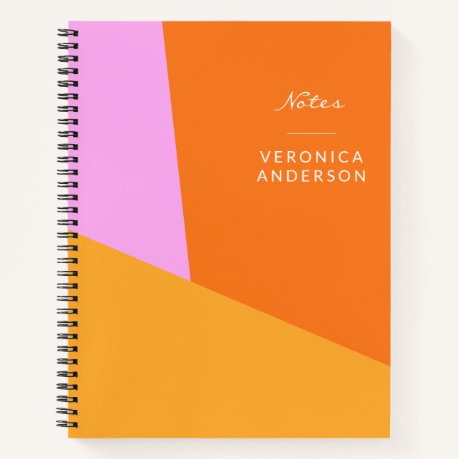 Personalized Vibrant Retro Colourful Orange Chic Notebook (Front)