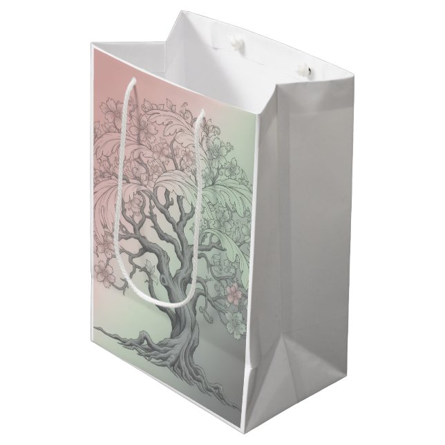 Personalized Vibrant Spring Floral Tree Gift Bag (Front Angled)