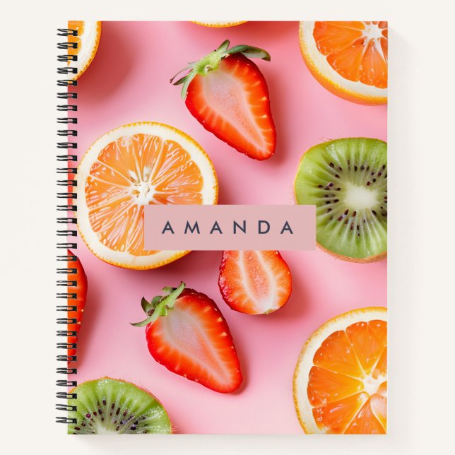 Personalized Vibrant Summer Fruit Medley  Notebook (Front)
