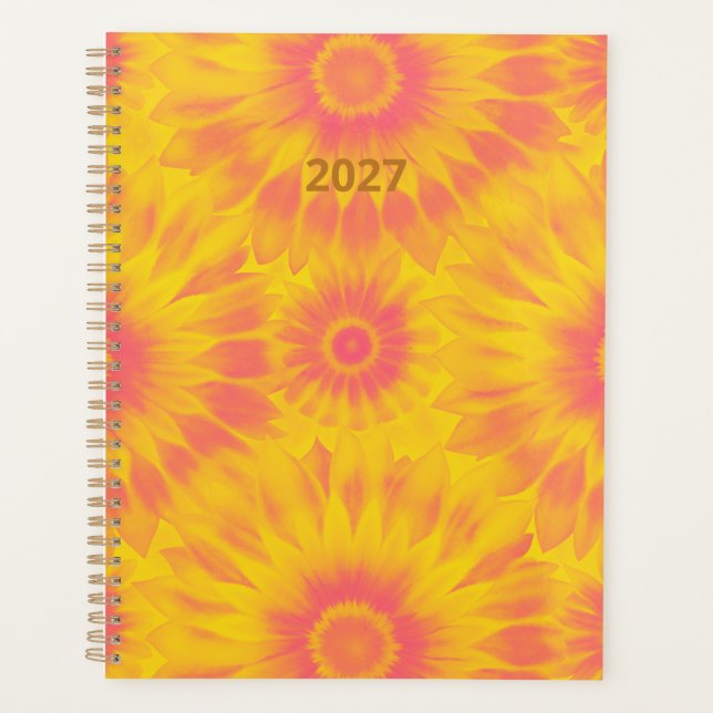 Personalized Vibrant Sunflower Tie-Dye Art Planner (Front)