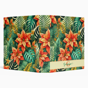Personalized Vibrant Tropical Christmas Poinsettia Binder