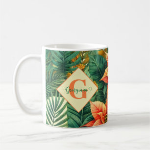 Personalized Vibrant Tropical Christmas Poinsettia Coffee Mug