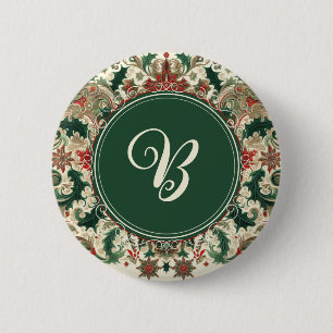 Personalized Victorian/Classic/Vintage Christmas 2 Inch Round Button