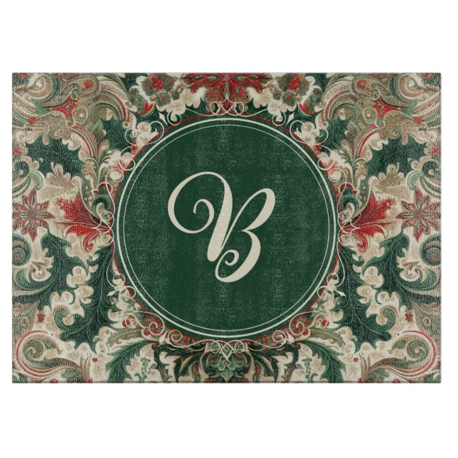 Personalized Victorian/Classic/Vintage Christmas Cutting Board (Front)