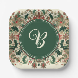 Personalized Victorian/Classic/Vintage Christmas Paper Plate