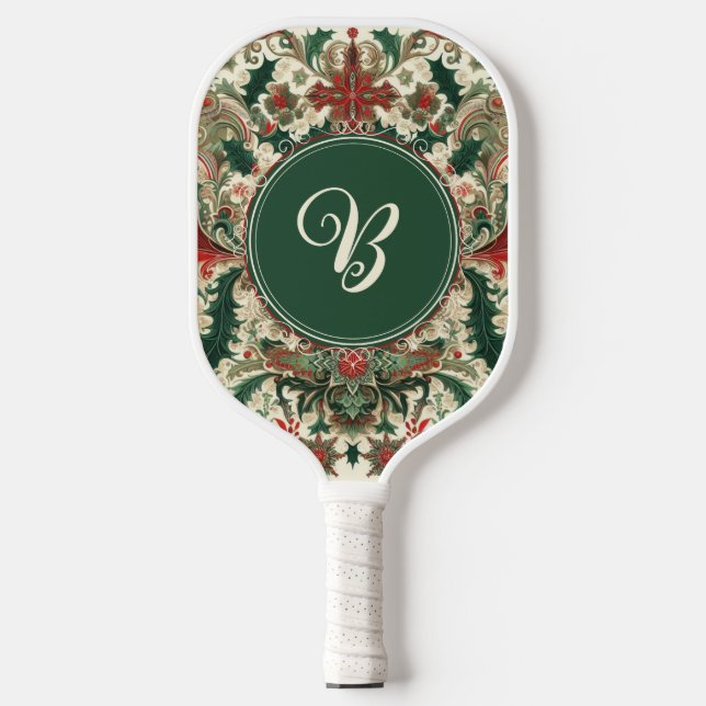 Personalized Victorian/Classic/Vintage Christmas Pickleball Paddle (Front)