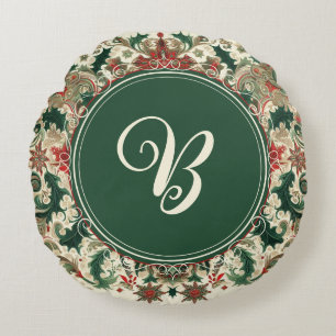 Personalized Victorian/Classic/Vintage Christmas Round Pillow