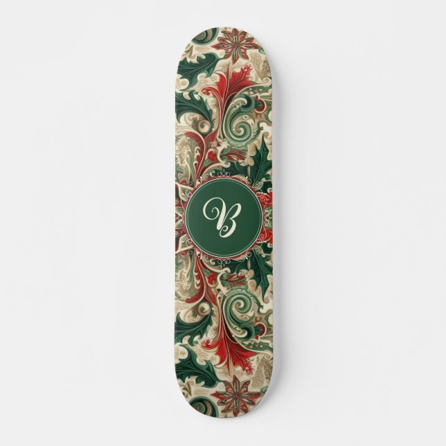 Personalized Victorian/Classic/Vintage Christmas Skateboard (Front)