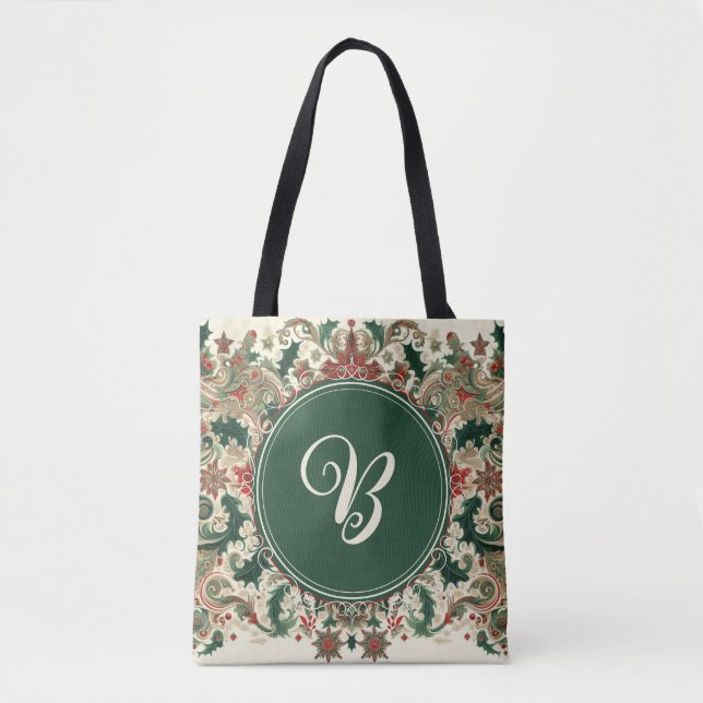 Personalized Victorian/Classic/Vintage Christmas Tote Bag (Front)