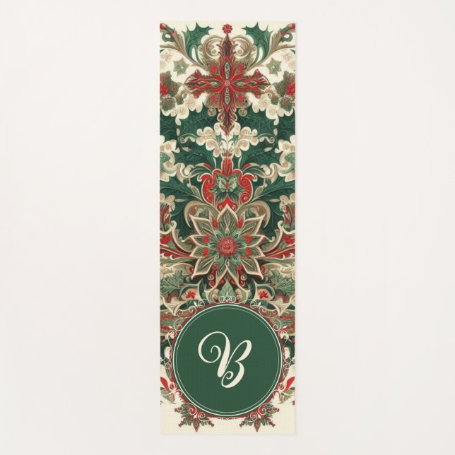 Personalized Victorian/Classic/Vintage Christmas Yoga Mat (Front)