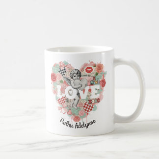 Personalized Victorian Coquette Cherub Love Heart Coffee Mug