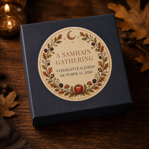 Personalized Victorian Samhain Botanical Classic Round Sticker