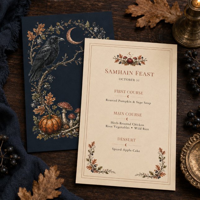 Personalized Victorian Samhain Raven Dinner Menu (Personalized Victorian Samhain Raven Dinner Menu)